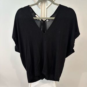 Black V-Neck Short Sleeve Women's Top